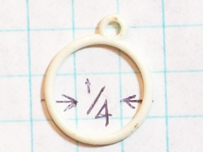 RING WITH PENDANT LOOP WHITE PLASTIC ROUND .500 DIAMETER