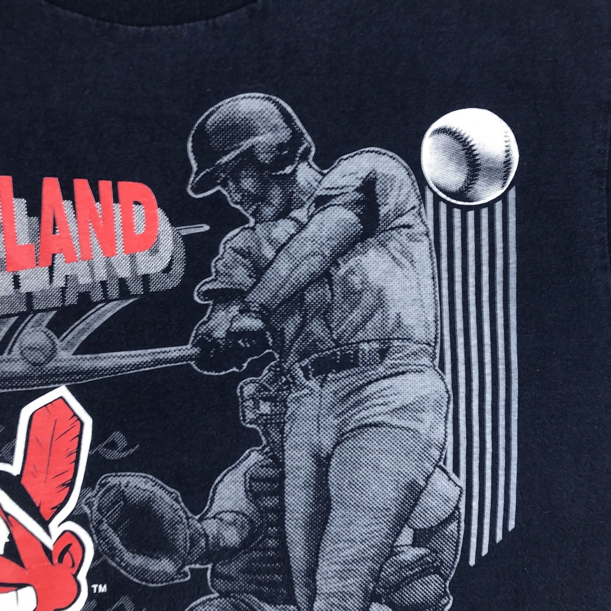 vintage 90s CLEVELAND INDIANS T-Shirt LARGE mlb baseball hip