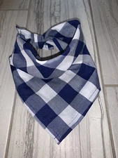 Handmade Tie on Pet Dog Bandana ~ Blue & White check fabric Bandanna