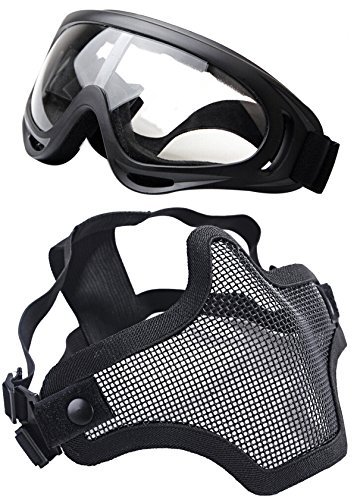 Half Mask Outdoor Mask 2 Set Steel Mesh Mask And Goggles black Coofit By Coofit Half Mask Outdoor Mask 2 Set Steel Mesh Mask And Goggles black Coofit By Coofit