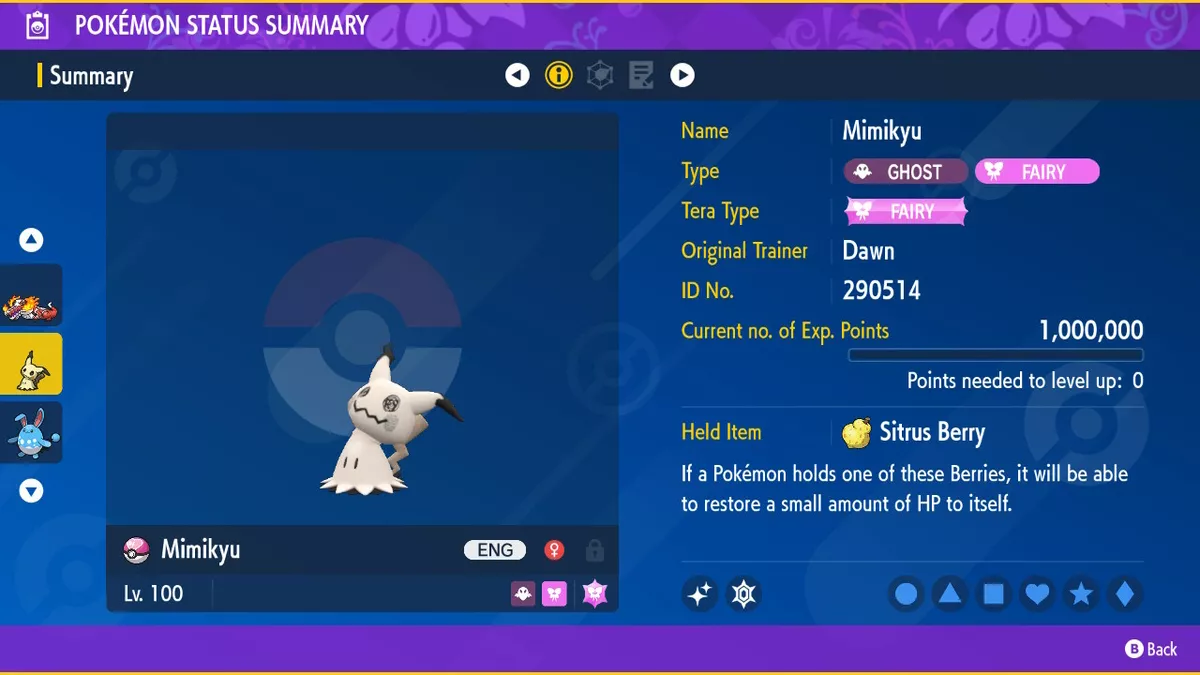 Pokemon Sword and Shield Shiny Mimikyu 6IV-EV Trained