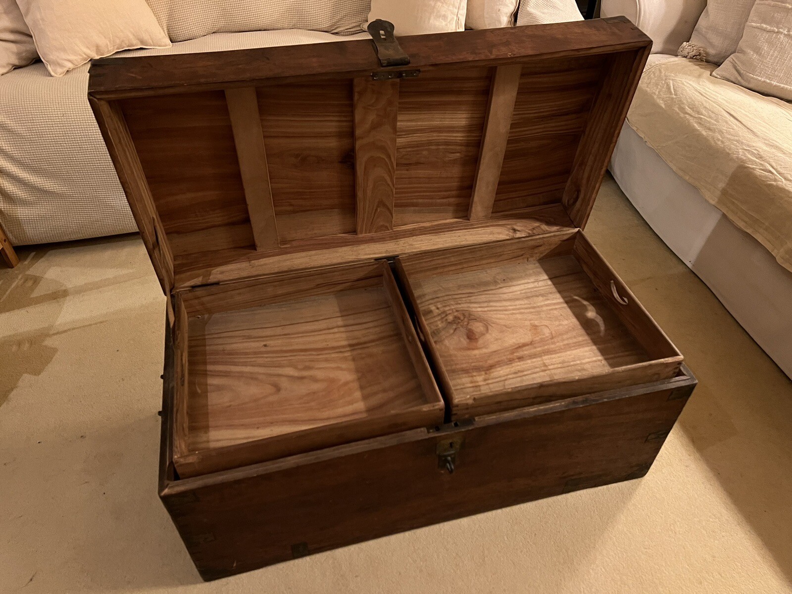 Vintage Large Wooden Chest Coffee Table Storage Trunk eBay