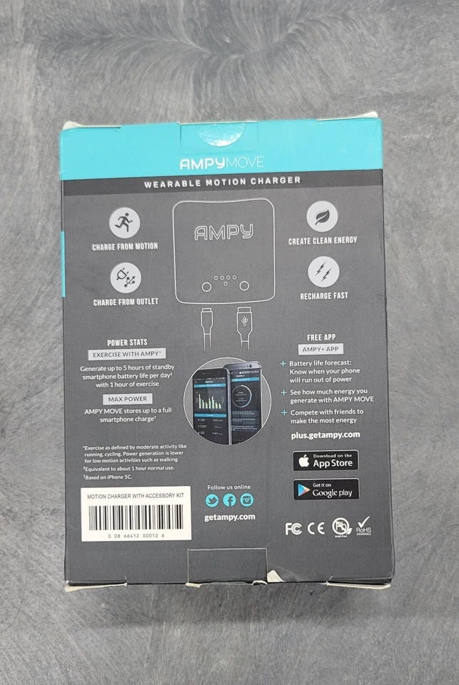 Cargador de movimiento portátil Ampy Move que se carga a través del movimiento Foto 4 de 4