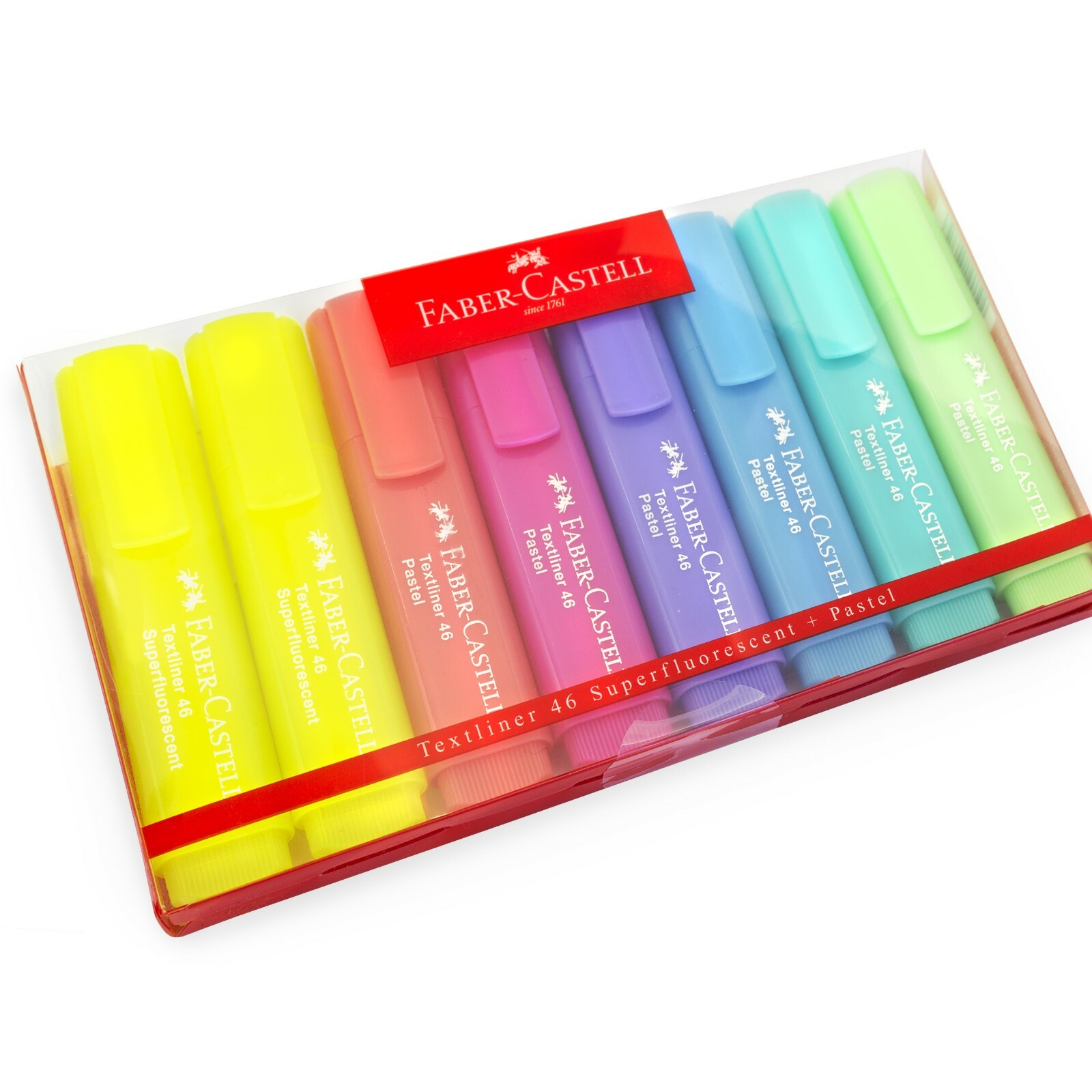 8 x FaberCastell Textliner 46 Superfluorescent + Pastel Highlighters