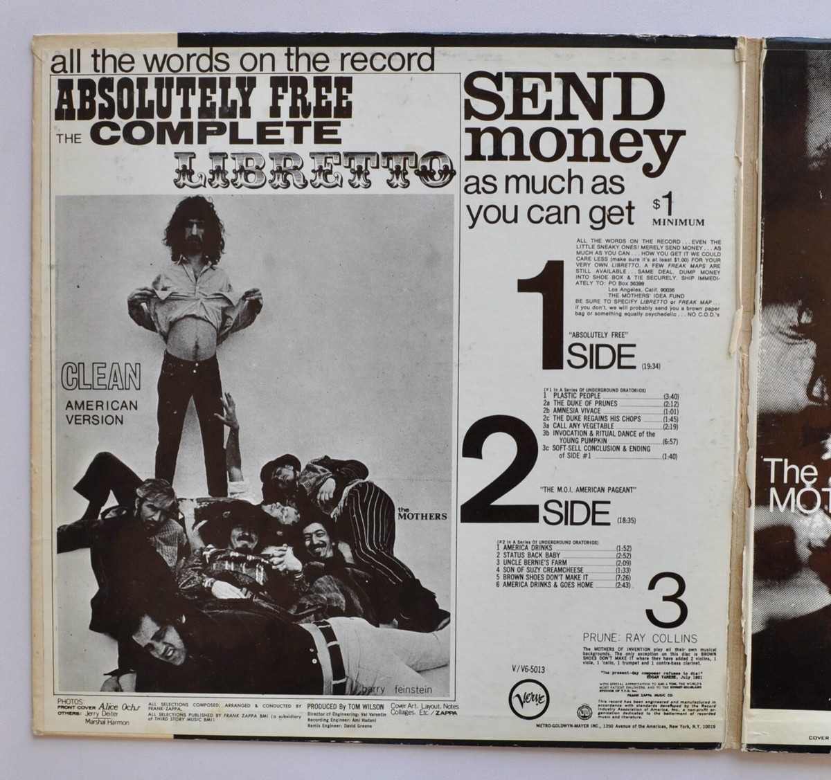 The Mothers of Invention - Absolutely Free (1967 LP Verve V6