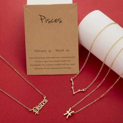 3Pcs/Set 12 Constellations Pendant Necklace Horoscopes Zodiac Women Choker - Picture 15 of 48