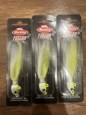 Pack New Berkley Fusion 19 Bucktail Jig 3/4 Fishing Lure 5/0