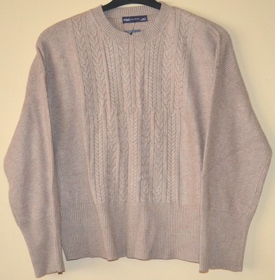 DAMEN M&S COLLECTION WEICHER STRUKTURIERTER PULLOVER MIT RUNDHALSAUSSCHNITT GRÖSSE LARGE MOKKA