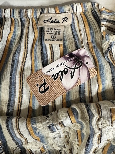 Lola P Off Shoulder Blouse Rayon Embroidered Whimsy Festival Western Boho Large - Picture 6 of 10