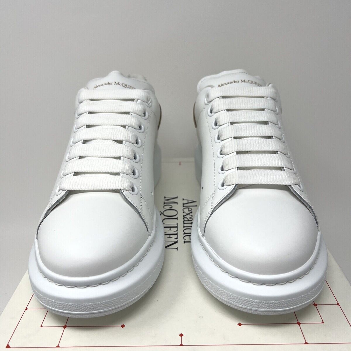 Alexander McQueen White Leather with Metallic Gold Leather Trim Platform  Sneakers Size 38 Alexander McQueen | TLC