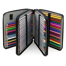 Deluxe PU Leather Pencil Case For Colored Pencils - 120 Slot Pencil Black