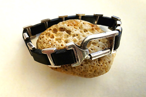 MINAS SPIRIDIS STERLING SILVER 925 NEOPRENE BRACELET. - Picture 7 of 14