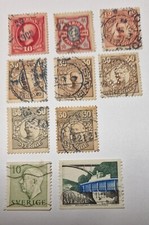 10 timbres de Suède oblitérés