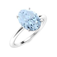 Aquamarine Stone 925 Sterling Silver Prong Solitaire Daughter Ring Jewelry