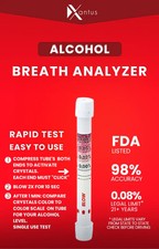 5- 3pks Xantus ALCOHOL BREATH TESTS 15 TOTAL TESTS 98 ACCURACY FDA LISTED