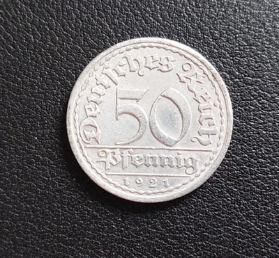 Münze, Deutsches Reich, 50 Pfennig 1921, Fehlprägung - Bild 1 von 2