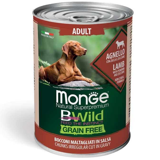 Monge BWild Cane Grainfree Bocconi Agnello 6x400g - Cibo Umido Premium