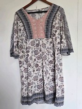 J. Jill Tunic Womens S Blouse Bisque Floral Paisley V-Neck Dress Boho Festival