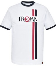 TROJAN RECORDS WHITE TWIN STRIPE LOGO T-SHIRT XX-LARGE XXL TR8790 MOD RETRO