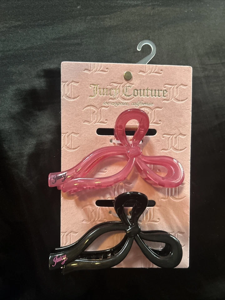 Pinzas para el cabello con moño Juicy Couture 2pk negro y rosa 🖤🩷 Foto 2 de 4
