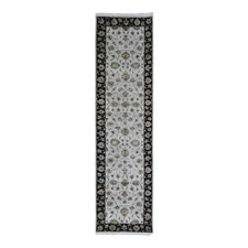 2'7"x9'10" Rajasthan Half Wool and Half Silk Thick and Plush Runner Rug R66768