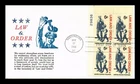 US COVER LAW AND ORDER FIRST DAY ISSUE PLATE BLOCK KHOL KRAFT CACHET