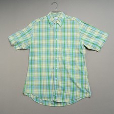 Brooks Brothers Indian Madras Button Down Shirt Mens L Slim Fit Short Sleeve