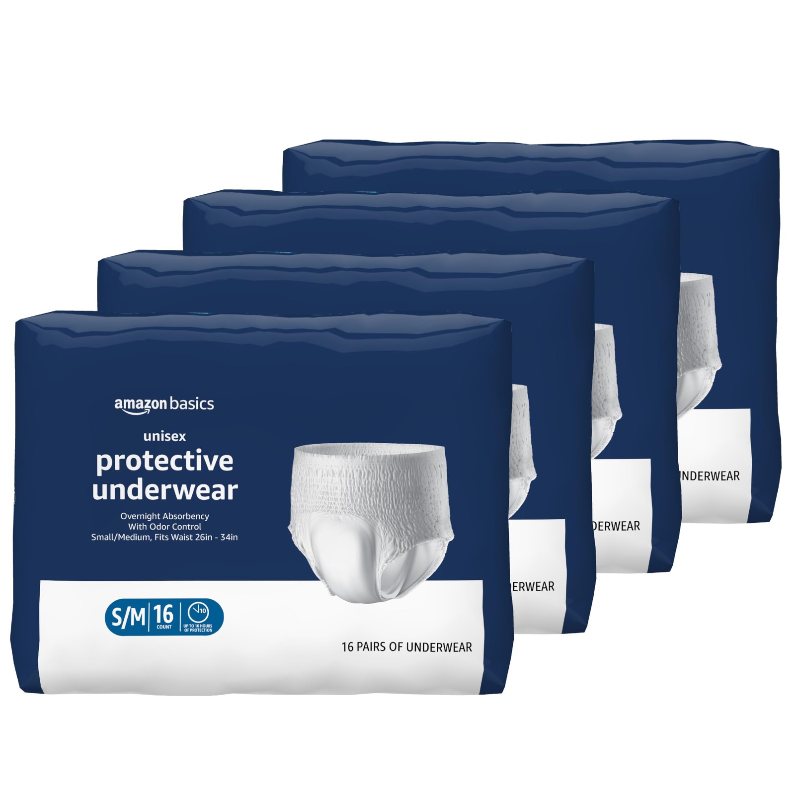 Amazon Basics Unisex Protective Overnight Incontinence Small/Medium, White