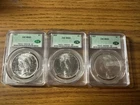 1922 Peace Silver Dollar graded MS62 CAC LOT OF 3 COINS
