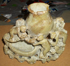 ANTIQUE VINTAGE CHINESE HAND CARVED SOAPSTONE BRUSH POT, INKWELL, INCENSE BURNER — photo 2
