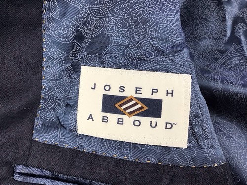 Joseph Abboud Custom Men Black Windowpane 130s Wool Suit Jacket Sport Coat 46R - Picture 7 of 21