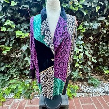 Vintage 1990s Carole Little Open Jacket Patchwork Lace Button Up Made in USA