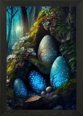 Gerahmtes Wandbild Poster Leinwanddruck Bild leuchtende Ostereier