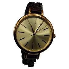 Bijou Brigitte Damenuhr Gold Geflochtenes Lederarmband Elegant
