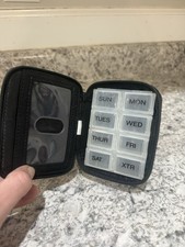 Vera Bradley Black 8-Day Travel Pill Organizer, Adjustable Compartments