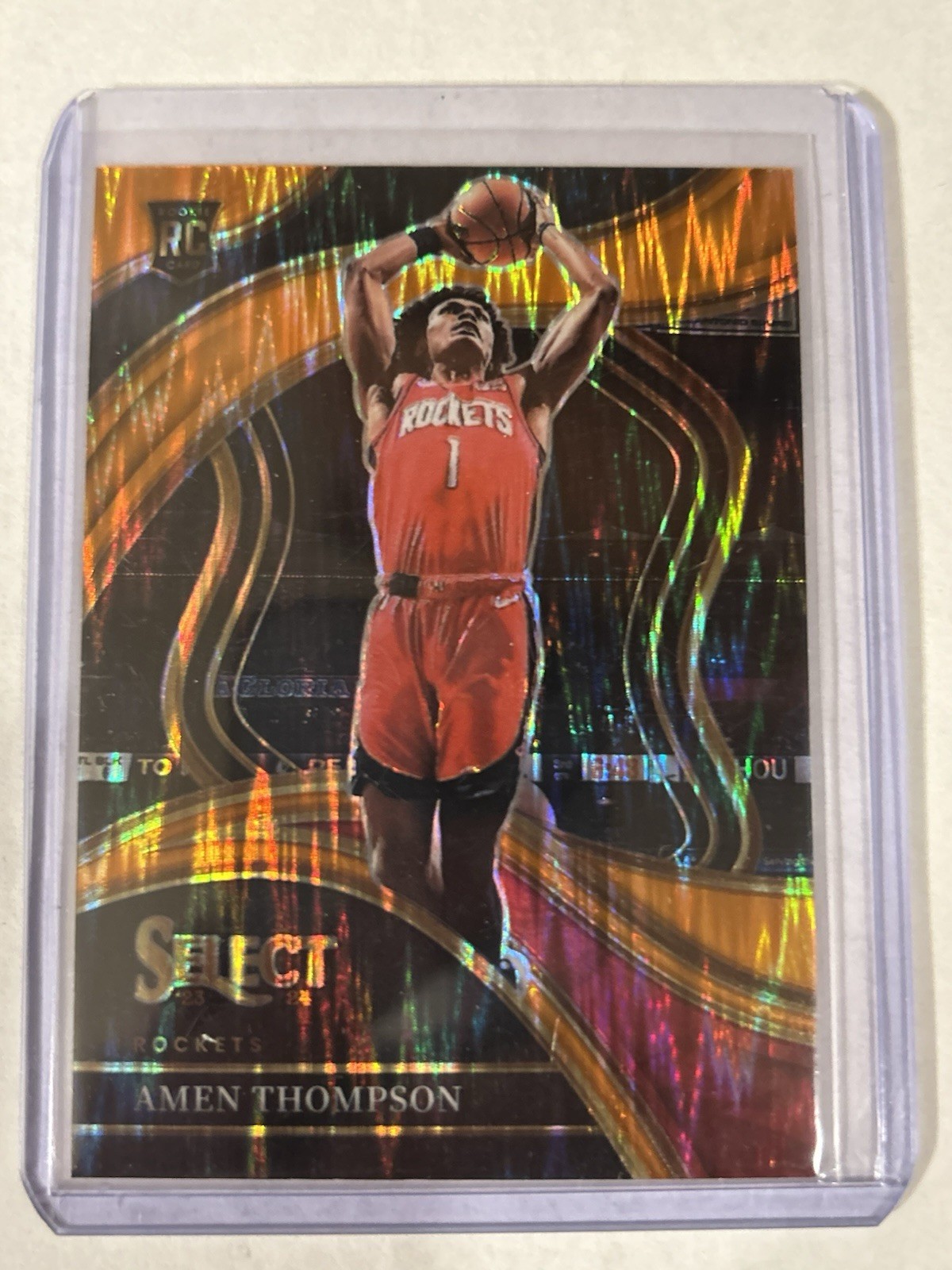 2023-24 Panini Select - Courtside Amen Thompson #274 Orange Tectonic Prizm (RC)