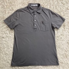 Criquet Players Polo Shirt Mens Medium Slim Fit Gray Organic Cotton Short Sleeve