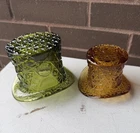 2 Fenton Top Hats Daisy & Button Larger One Green Smaller One Amber