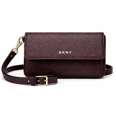 DKNY Belt Bag Waist Fanny Pack Wristlet Brown Faux Leather Logo NWT 2X