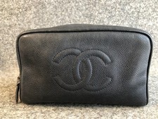 Authentic CHANEL Coco Mark Clutch Bag Second Bag Makeup Pouch Cosmetic Pouch