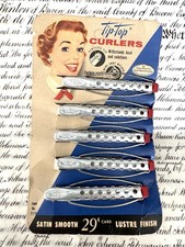 Vintage Tip-Top Curlers 5 Curlers on Original Advertising Card Great Graphics