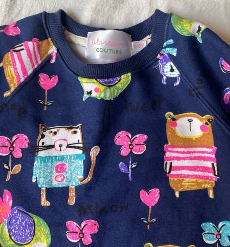 Love Blossom Girls Cat Bird Sweatshirt Size 8 - Picture 3 of 4