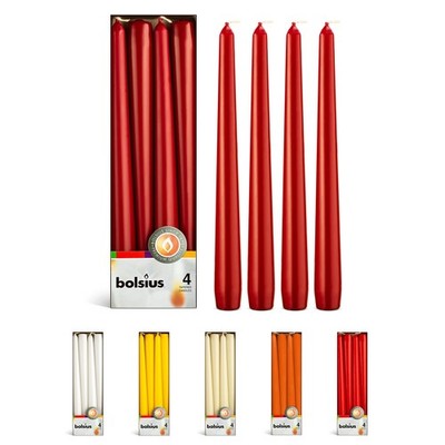 BOLSIUS Dark Red Taper Candles - 4 Pack Unscented 10 Inch Dinner Candle Set -...