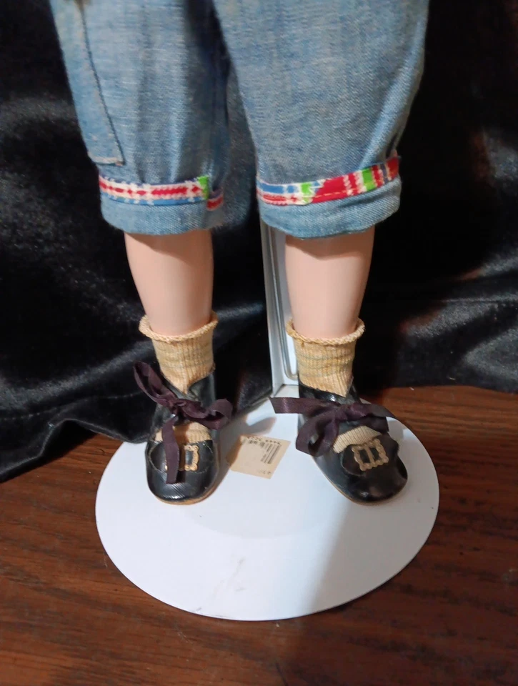 Muñeca vintage Arranbee Nanette 17" con trenzas y traje de mezclilla 1948 Foto 3 de 4