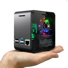 Stylish Aluminum Mini Tower Case for Raspberry Pi 4 with Silent Cooling System