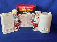 ⭐️1996 Campbell’s Soup Kids Ceramic Salt & Pepper Shaker Ceramic W/ Original Box