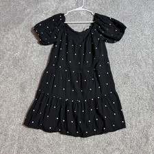 Loft Dress Small Petite Cottagecore Boho Embroidered Dots Puff Sleeve Tiered