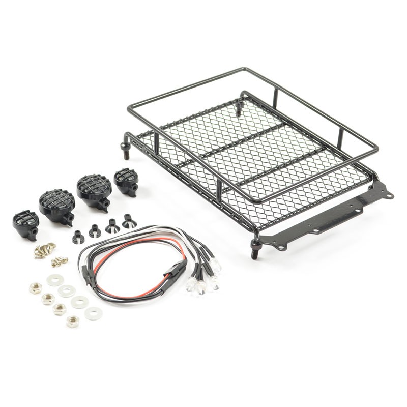 Fastrax Black Aluminium Luggage Rack w/Led Lamps L130mm X W110mm FAST2301BK
