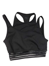Alo Yoga Gaze Layered Sports Bra Black Size Medium Pre-owned Excellent