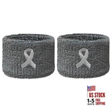 Support Cancer Awareness Ribbon Embroidery Charcoal / Silver Ribbon
